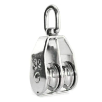 1 Piece M32 Pulley, Pulley Block In Stainless Steel 304,Lifting Crane Swivel Hook Bearing,Shells Pulley Roller For Ropes