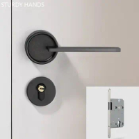 High Quality Magnetic Suction Bedroom Door Locks Indoor Zinc Alloy Door Handle Lock Mute Security Lockset Furniture Hardware