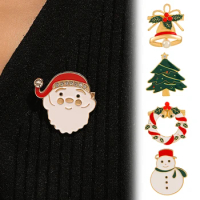1pc Christmas Brooches Sets Breastpins Badge For Coat Dress Shirts Bags Alloy Santa Claus Crutches Xms Tree Snowman Gift Jewelry