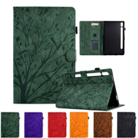 For Samsung Galaxy Tab S8 5G S7 11.0 inch Case Cover SM-X700 SM-X706B SM-T870 SM-T875 Funda Tree Bird Embossed Stand Shell