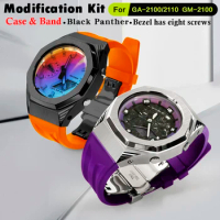 New Black Panther GA2100 GA2110 GAB2100 GM2100 Mod Kit For Casioak Watch Metal Case Bezel And Fluororubber Band With Accessories