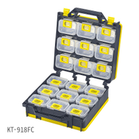 台灣製【多用途零件整理盒(背帶+內盒*18) KT-918FC】分類盒 零件盒 收納盒 提盒 手提工作箱 工具箱