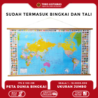 Toko Asitamas Peta Dunia Bingkai Ukuran Besar Jumbo Pajangan Dinding Alat Edukasi Pendidikan Sekolah