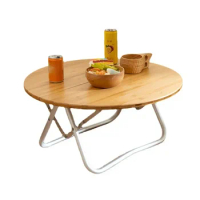 Camping Garden Table Tourist Table Outdoor Foldable Portable Picnic Bamboo Round Folding Desk Table Nature Hike