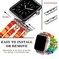 Women Bohemian Style Fashion Colorful Soft Clay Watch Band Suitable For AppleWatch iWatch Personalization Smile Wristband