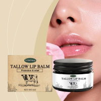 Balsem Bibir Tallow Diberahi Rumput, 30g, Formula Lilin Lebah Alamiah dan Minyak Jojoba, Untuk Bibir