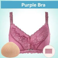 Women's daily pocket mastectomy bra+grass seed breast pad set