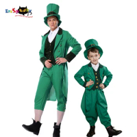 Eraspooky Plus Green Clover Ireland St.Patrick Day Costume Adult Carnival Costume Leprechaun Cosplay Kids Family Fancy Dress Hat