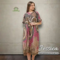 Jessa Pakaian Wanita Baju Tidur Daster Batik Homedress Lengan Ruffle Zipper Depan Busui Friendly Bah