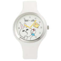 【HELLO KITTY】凱蒂貓 x LINE Friends 限量聯名超萌兔兔手錶(白 KT063D)
