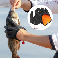 【海專業】防滑防刺加厚抓魚手套1雙-附強磁掛勾(釣魚手套 海釣手套 冬天保暖 防風手套 路亞 漁具 垂釣)