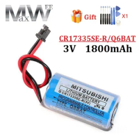 1Pcs 3V 1800mAh Q6BAT CR17335 ER2/3A PLC Lithium Battery With Plug For Mitsubishi Backup Power CR17335SE-R Industrial Battery