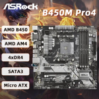 ASRock B450M Pro4 Micro ATX DDR4 AMD B450 Used Motherboard AM4 Supports for Ryzen 5 5600X 5600 5600X3D PRO 1600 1600X 1500X 1400