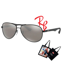 【RayBan 雷朋】經典飛官碳纖維 偏光太陽眼鏡 RB8313 002/K7 黑框水銀深灰偏光鏡片 公司貨