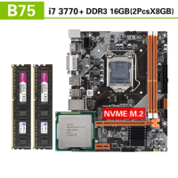 Kllisre B75 motherboard set with Core i7 3770 2 x 8GB = 16GB 1600MHz DDR3 Desktop Memory NVME M.2 USB3.0 SATA3