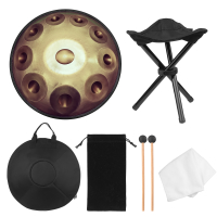 Muslady D Minor 10 Notes Handpan Drum 22-inch Stainless Steel Drum Hand Drum with Mallets Stand Carr