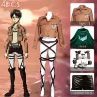 Anime Attack on Titan Cosplay Shingeki no Kyojin Jacket Recon Corps Leather Skirt Hookshot Belts Suspenders Ackerman Costume