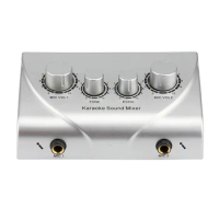 Portable Dual Mic Inputs Audio Sound Mixer for Amplifier &amp; Microphone Karaoke Ok Mixer(Silver) EU Plug