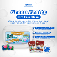 Mywash Laundry Pods Green Fruity [30 Pods] All in One Deterjen Pembersih Pewangi Pakaian Tahan Lama 