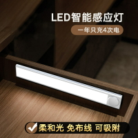 LED微波感應燈 單色智能自動無線小夜燈長條充電廚房衣柜櫥柜燈條