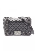 Chanel Pre-Loved Chanel boy chanel Small chain shoulder bag leather black antique silver hardware