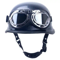 Motorcycle Scooter Biker Retro Open Face Half Face Helmet UV Goggles For Harley Vespa Cafe Racer Cruiser Touring Half Helmet