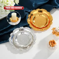 SK-C1429 Piring Buah Kue Stainless / Piring Sultan Plate Tatakan Alas Gelas Piring Dekorasi Stainles