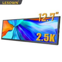 LESOWN 120Hz Wide Stretched Bar HDMI USB-C Monitor 12.7 inch Extra Long Strip Secondary Screen for Windows Mac Laptop PC