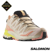官方直營 Salomon 女 XA PRO 3D V9 Goretex 健野鞋 榛果棕/英玫紅/黃