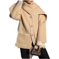 VII 2024 Winter Women's Coat Fringe Quilted Jacket Sale TT In Promotion Fringe Scarf Wool Max Mara Clothes With Free Shipping