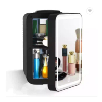 6L Black Mini Beauty Fridge Compact LED Mirror Small Fridge and Refrigerators