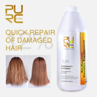 PURC 1000ml Brazilian Keratin Professional Hair Treatment Straightening Formalin Smoothing Soft Curly Hair Care Products 12%