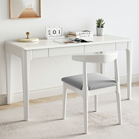 實木書桌日式臥室小戶型寫字臺簡約辦公桌家用北歐長條電腦桌白色