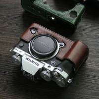 適用富士X-T5相機套Fujifilm xt4半套牛皮底座 復古皮套XT5相機包