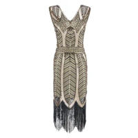 Plus size Women's Fashion 1920s Flapper Dress Vintage Great Gatsby Charleston Sequin Tassel 20s Party Dress