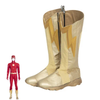 Superhero Barry Season 8 Cosplay Golden Boots Adult Men Halloween Carnival Allen Gold Shoes Hero Costume Accessories