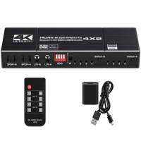 HDMI-compatible Matrix Switch 4x2 4K@60Hz HDMI-compatible Switch Splitter With SPDIF &amp; L/R 3.5mm HDR HDMI-compatible Switch