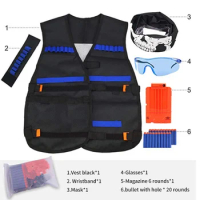 Adjustable Tactical Vest Kit for Nerf N-Strike Elite/Mega/Rival/Series Kids Toys Tactical Vest Leg Holster Refill Soft Bullets