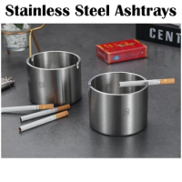 High Quality Stainless Steel Car Ashtrays Cigarette Holder Office Home Ornaments Desktop Storage Smoking Accessories Men Gifts