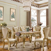 European marble dining table and chair combination