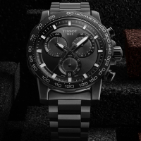 TISSOT天梭 官方授權 SUPERSPORT三眼計時腕錶 母親節 禮物 45.5mm/T1256173305100