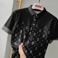 Sirikit Black Men's Polo Shirt Thai Pattern Polo Shirt Polo Shirt Men's Polo Shirt Workwear