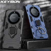 KEYSION Shockproof Armor Case for Huawei Honor X9A 5G X9 Silicone+PC Metal Ring Stand Phone Back Cover for Honor Magic 5 4 Lite