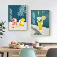 新款鉆石畫餐桌背景墻掛畫餐邊柜杯子壁畫現代簡約水果兩聯畫