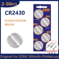 Original For SONY CR2430 Lithium Battery DL2430 BR2430 280mAh Button Coin Batteries for Key Fob Watch Alarm Clock Remote Control