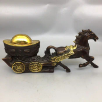 Antique Pure Copper Mara Ingot Decoration Store Opening Gift Mara Car with Wealth Treasure Bowl Home Crafts