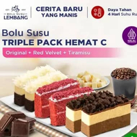Bolu Susu Lembang - Triple Pack C (Reguler - Original + Red Velvet + Tiramisu) Oleh-oleh Khas Bandun