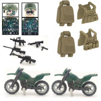 Modern Special Forces Army motorcycle Figure Accessories Building Blocks Commando Soldier City Police Military Weapon Bricks Toy