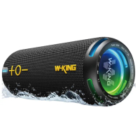 【W-KING】D320 40W 360度環繞防水藍芽喇叭(燈光/TF/AUX音響 EQ重低音喇叭)