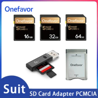Onefavor SD Card Suit With SD Adapter &amp; PCMCIA Card 64GB 32GB 16GB SDHC Memory SmartCard 90MB/S For Nikon Canon Camera